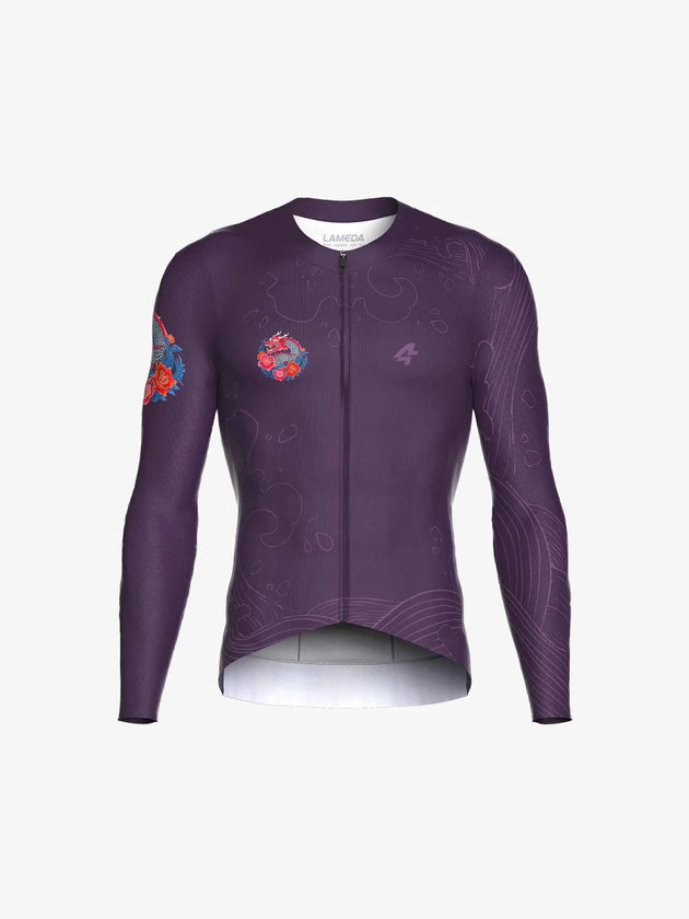 Dragon Soar Men's Cycling Jersey Long Sleeve - Purple