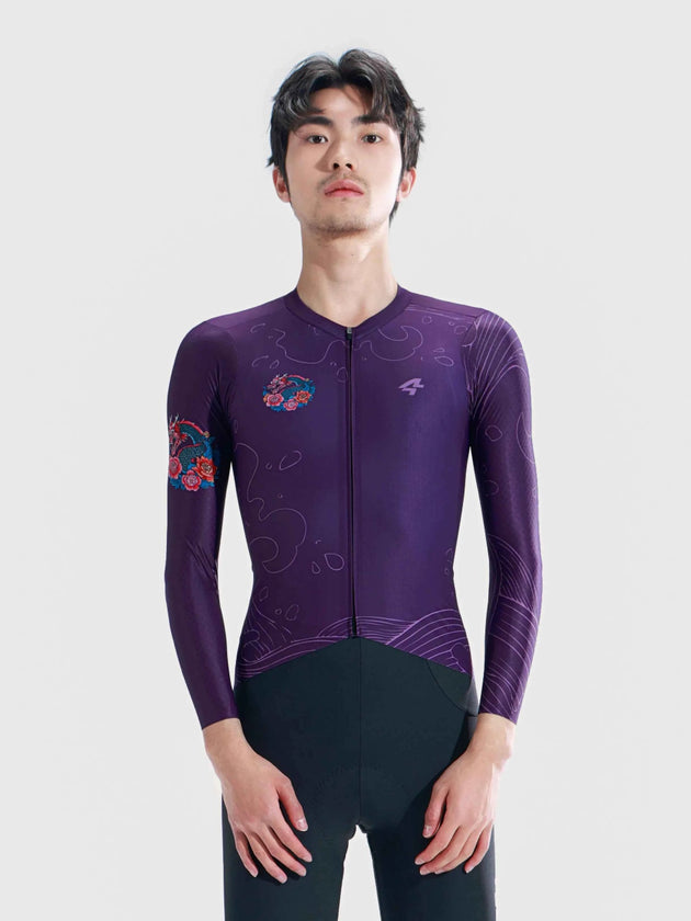Dragon Soar Men's Cycling Jersey Long Sleeve - Purple