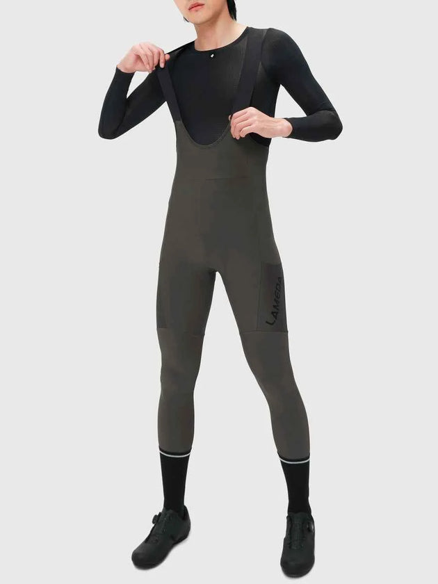 Drift Men's Thermal Fleeced Bib Tights - Gray