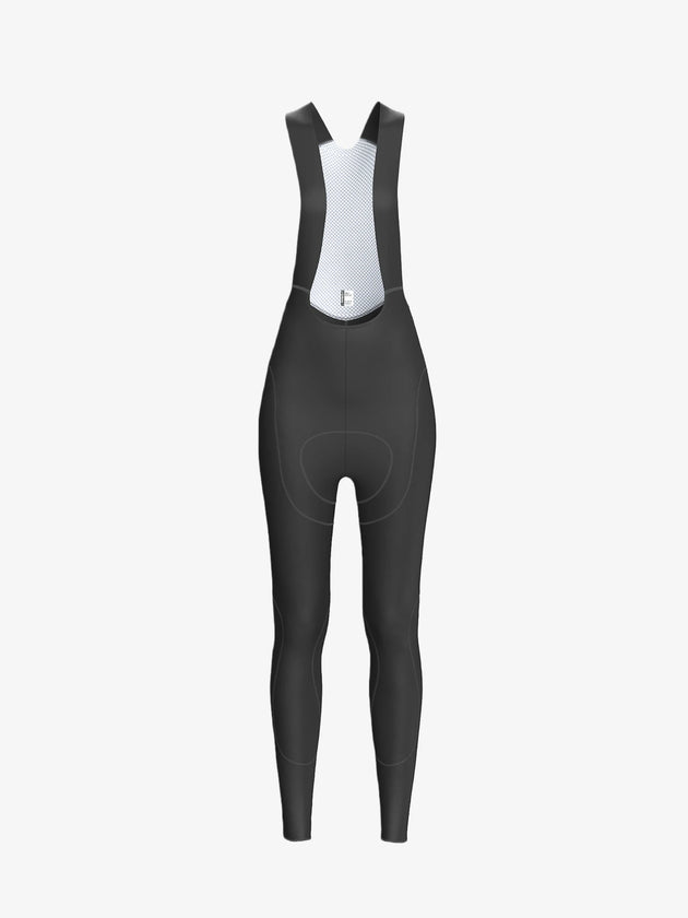Women's Double Layer Thermal Fleeced Bib Tights - Black