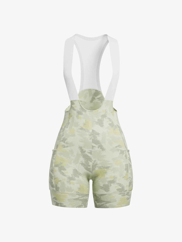 Floral Woman Cycling Bib Shorts - Aquatic Yellow