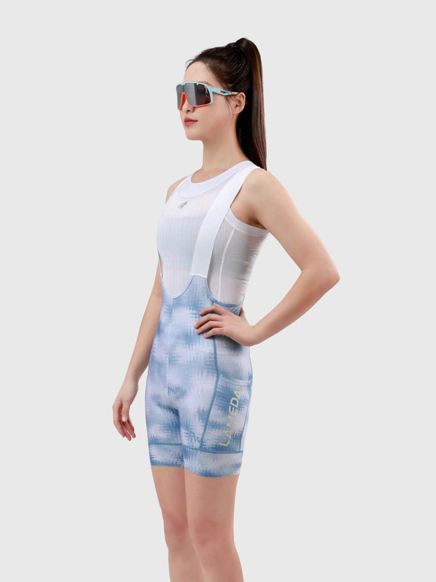 Floral Woman Cycling Bib Shorts - Ink Blue