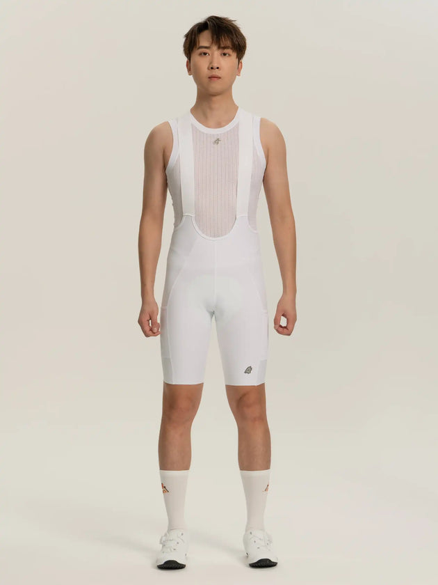 Heart Feather Men Bib Shorts - White