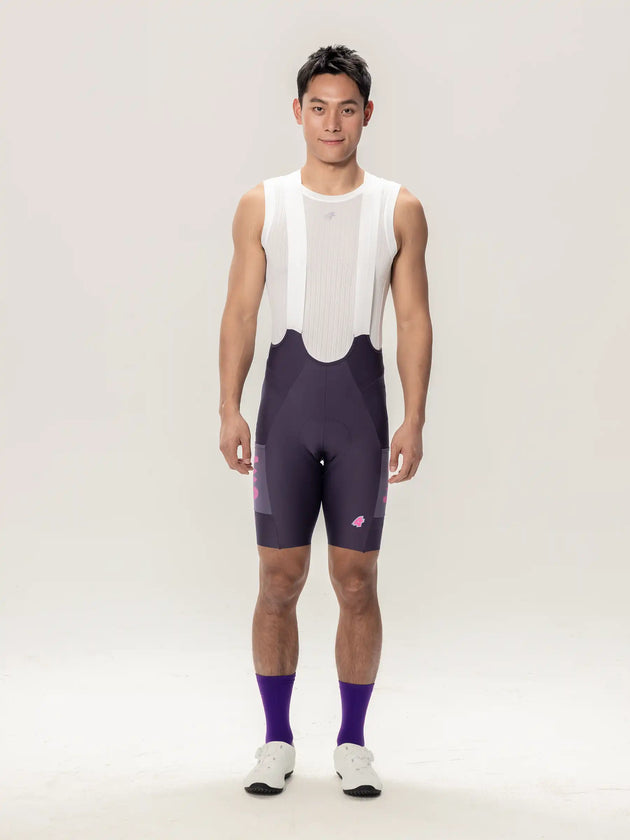 Heart Feather Men Bib Shorts - Purple