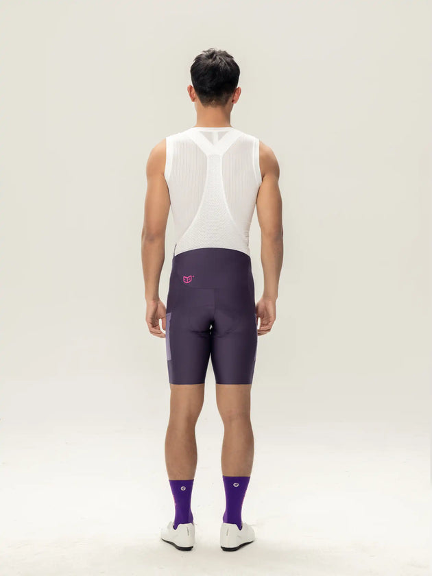 Heart Feather Men Bib Shorts - Purple