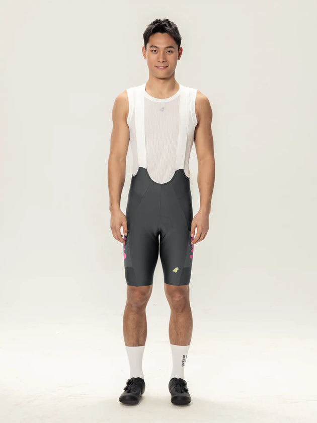 Heart Feather Men Bib Shorts - Deep Gray