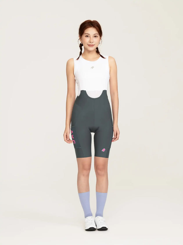 Heart Feather Women Bib Shorts - Deep Gray
