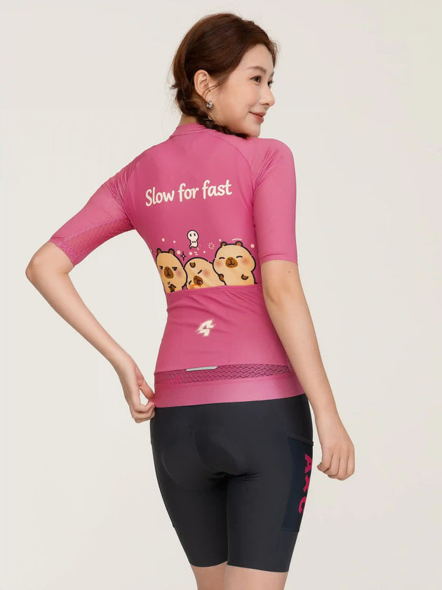 LAMEDA x Capybara Unisex Cycling Jersey Short Sleeves - 3 Squad Berry Pink