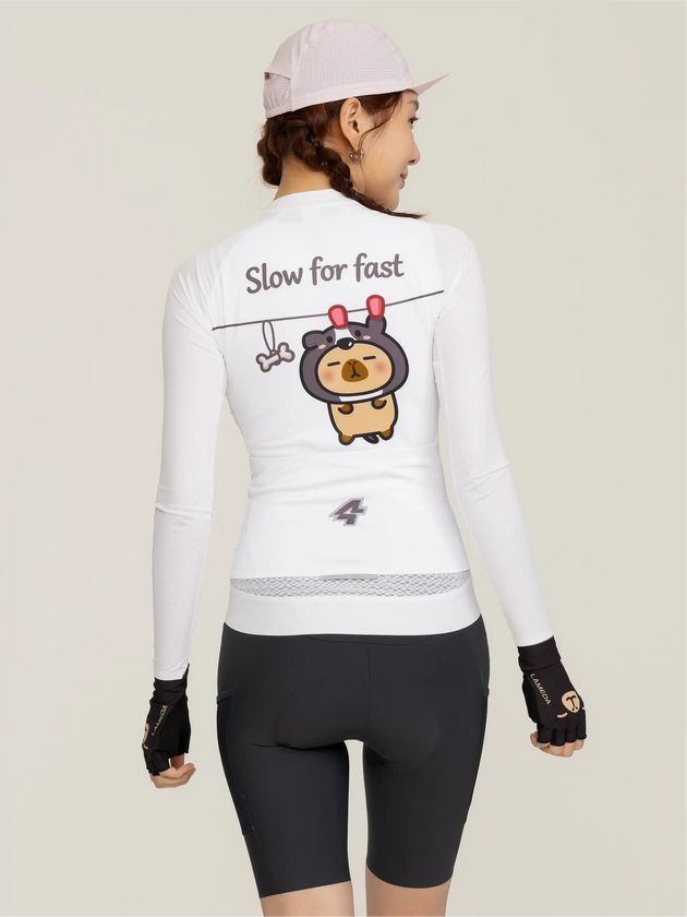 LAMEDA x Capybara Unisex Cycling Jersey Long Sleeves - Single White