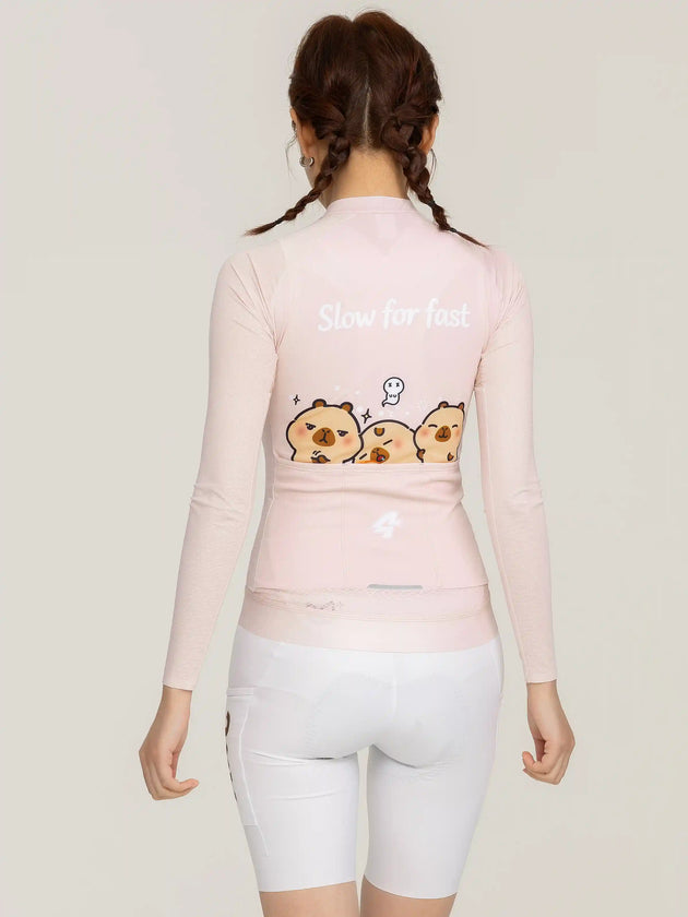 LAMEDA x Capybara Unisex cyklistický dres s dlouhými rukávy - 3 Squad Růžová