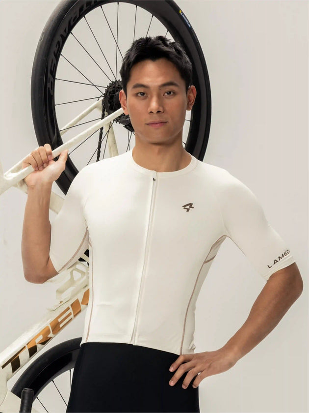 Wind Chaser Pánský cyklistický dres s krátkými rukávy - Krémová