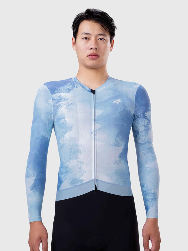 Verde Herre Cycling Jersey Langermet - Indigo Blå