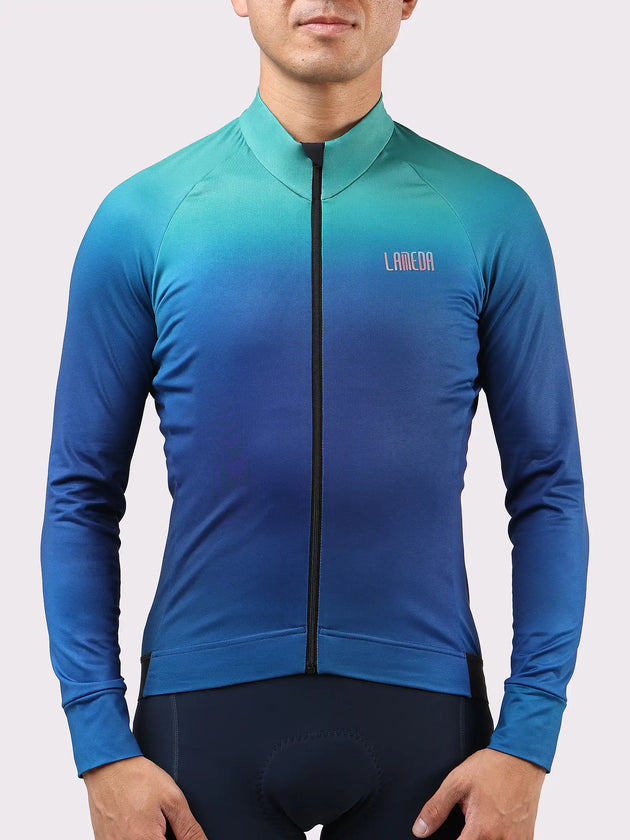 Dusk Pánský tepelný cyklistický dres – Blesková modrá