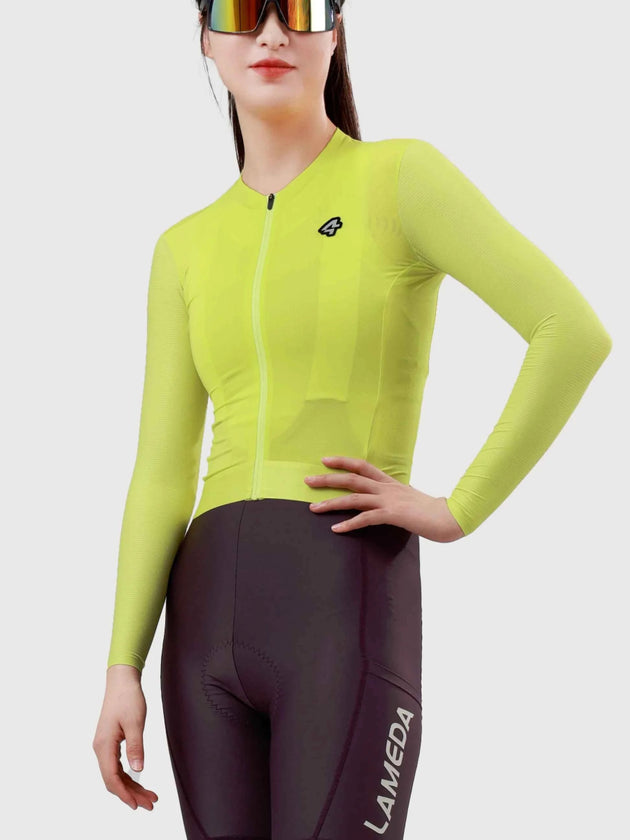 Moon Woman Cycling Jersey Long Sleeve CoolMax - Lemon Yellow
