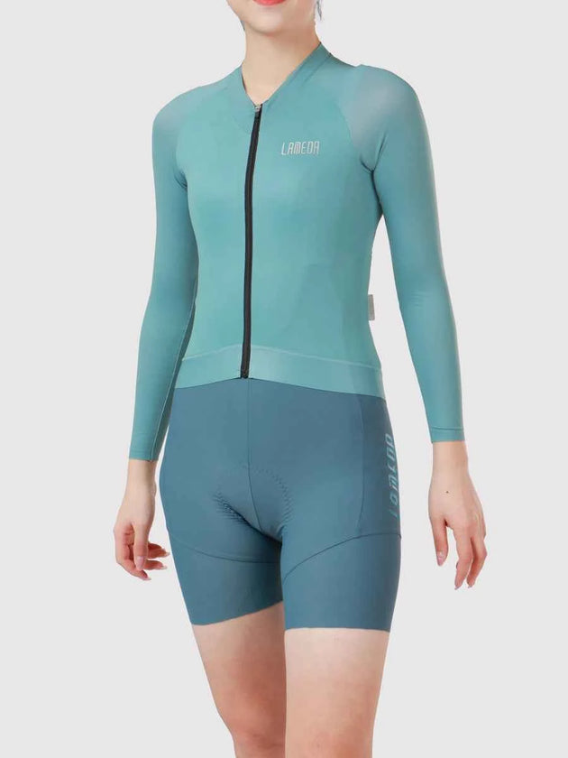 Neon Women Cycling Jersey Long Sleeve - Neon Green