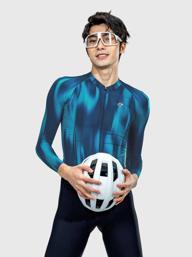 Silhouette Men Cycling Jersey Long Sleeve - Halo Blue