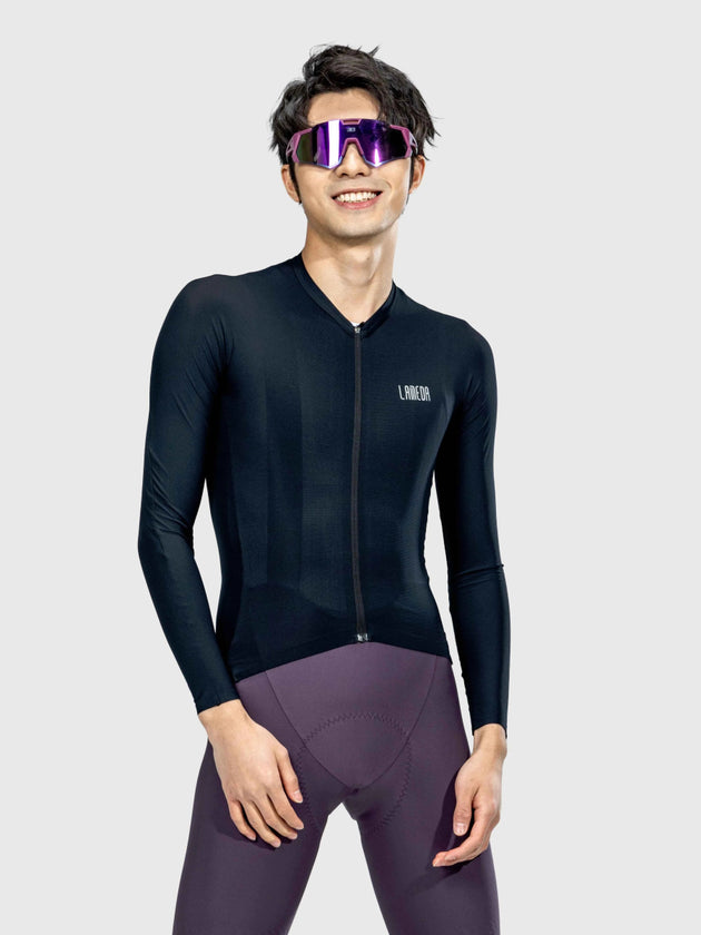 Silver Men's Cycling Jersey Long Sleeve - Black