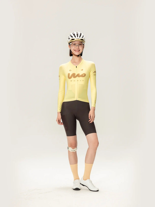 Wow Unisex cyklistický dres s dlouhým rukávem 2026SSZ898 - Žlutá
