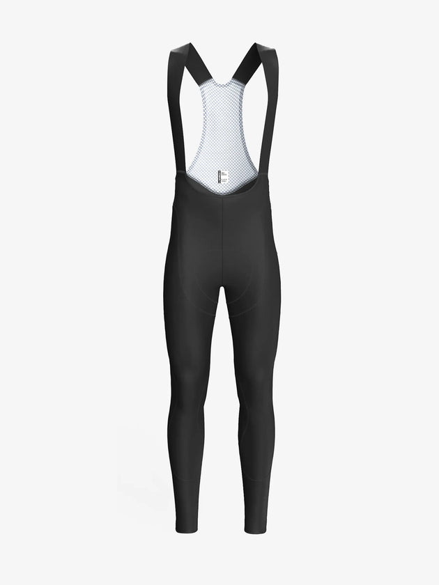 Men's Double Layer Thermal Fleeced Bib Tights - Black